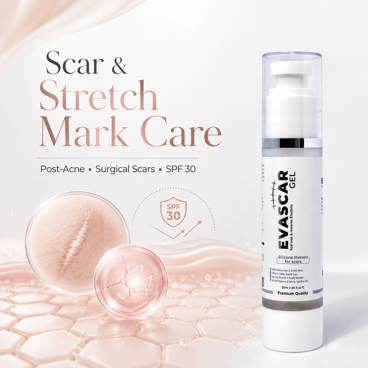 Scar & Stretch Mark Care: Post-Acne, Surgical Scars & Why SPF 30 Matters