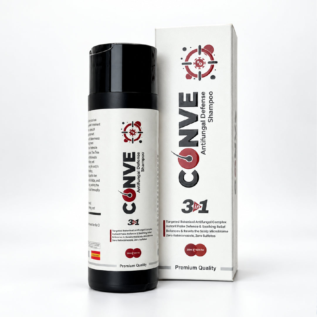 Conve anti-dandruff shampoo bottle and packaging for flaky and oily scalp
