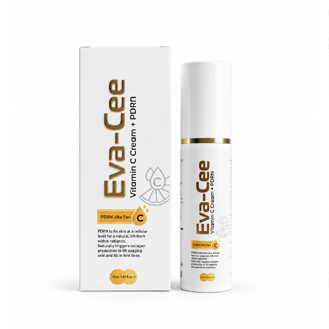 Eva-Cee vitamin C and PDRN brightening cream bottle and packaging box