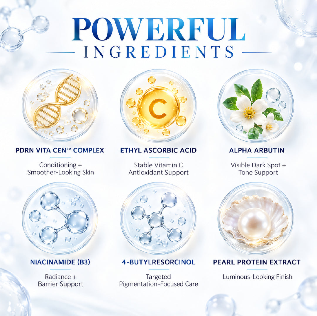 Eva-Cee vitamin C cream key ingredients PDRN ethyl ascorbic acid alpha arbutin and niacinamide
