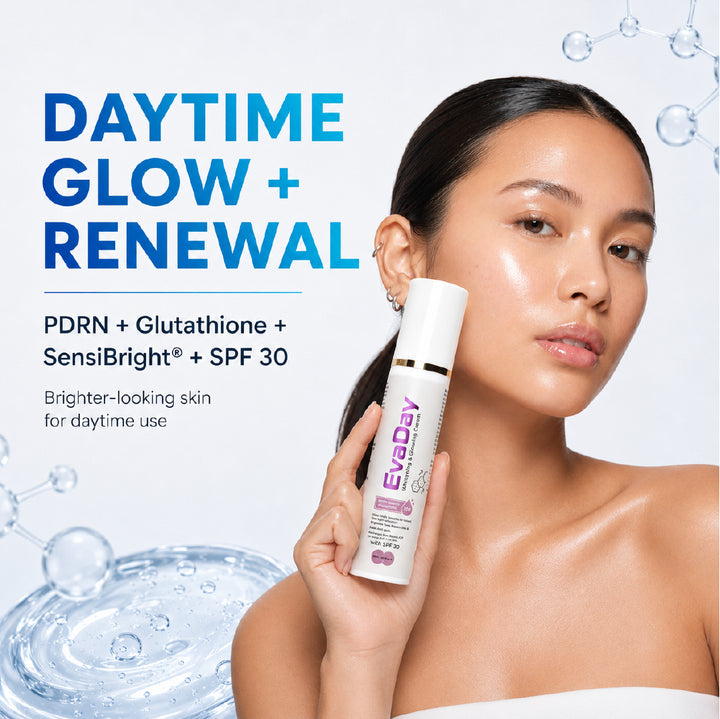 Daytime glowing cream with PDRN and glutathione for brighter and even-toned skin