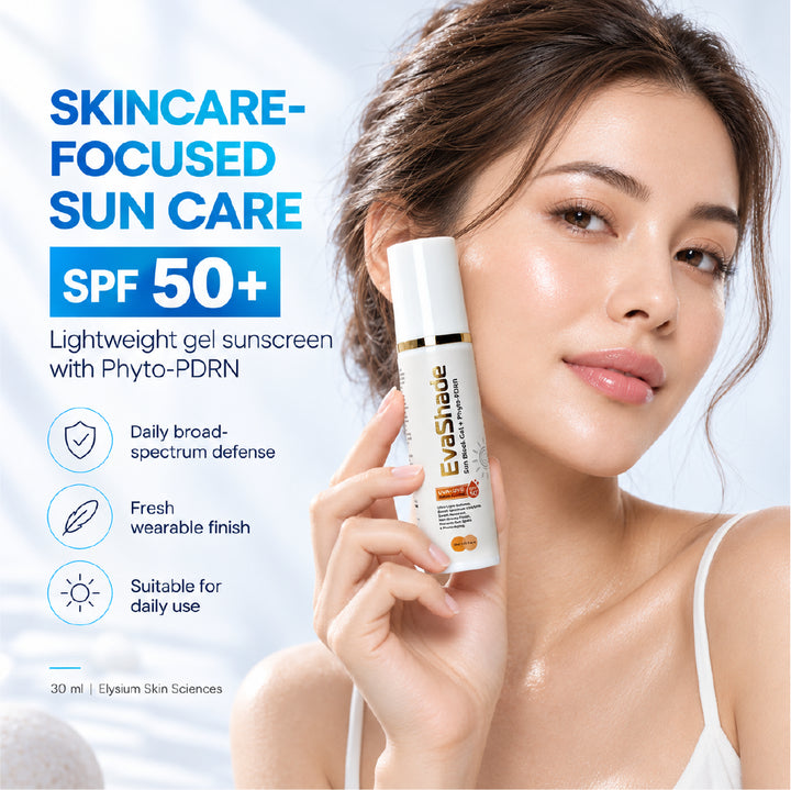 SPF 50+ sunscreen gel with Phyto-PDRN for daily skin protection and renewal
