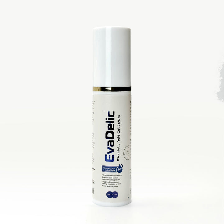 EvaDelic mandelic acid 20% and PDRN gel serum bottle by Elysium Skin Sciences