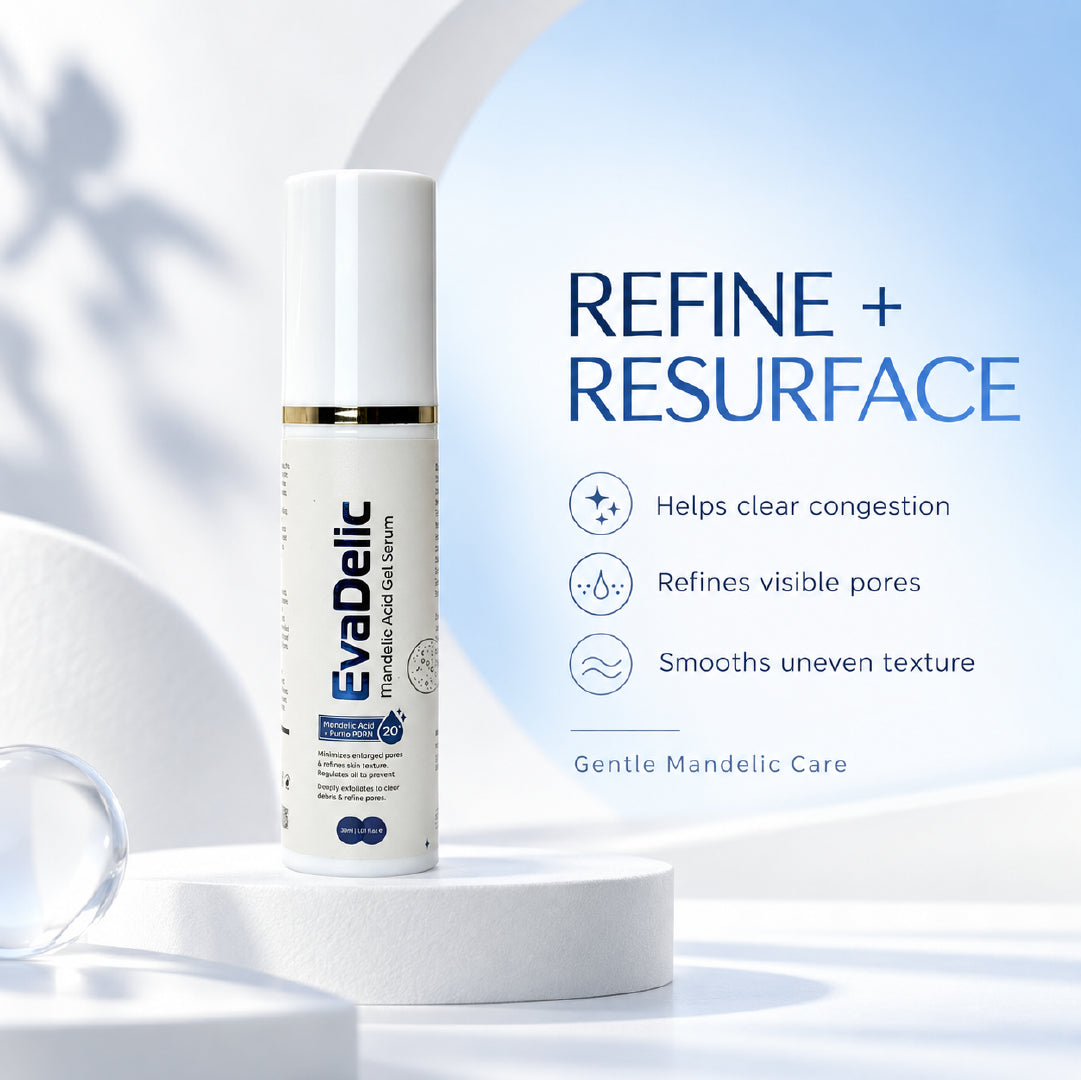 EvaDelic 20% mandelic acid serum for resurfacing pores and smoother skin texture