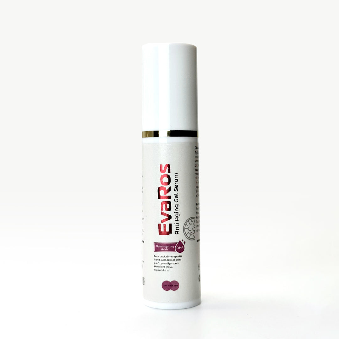 EvaRos anti-aging gel serum bottle by Elysium Skin Sciences for fine lines and wrinkles