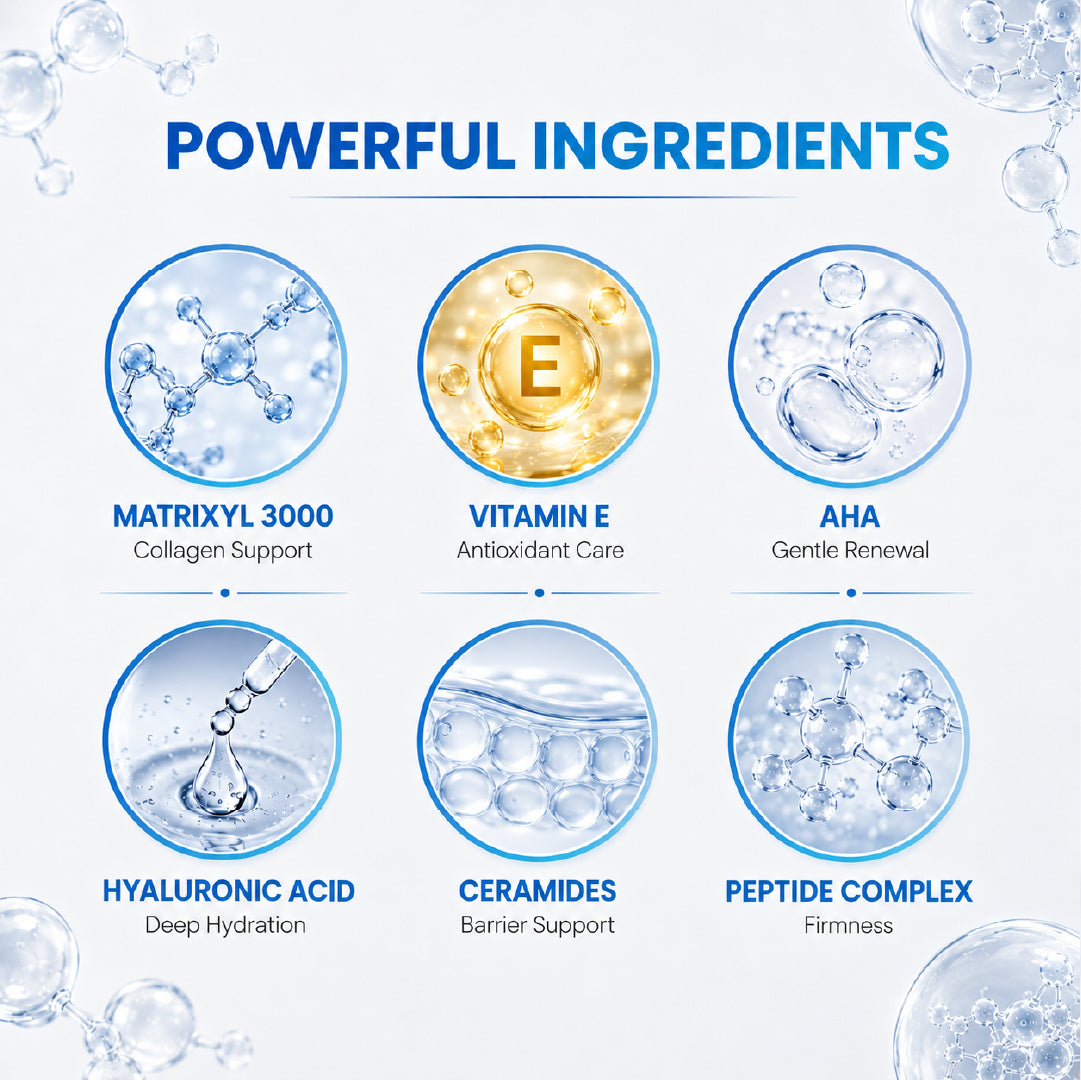 EvaRos anti-aging serum key ingredients Matrixyl 3000 cica exosomes hyaluronic acid and ceramides