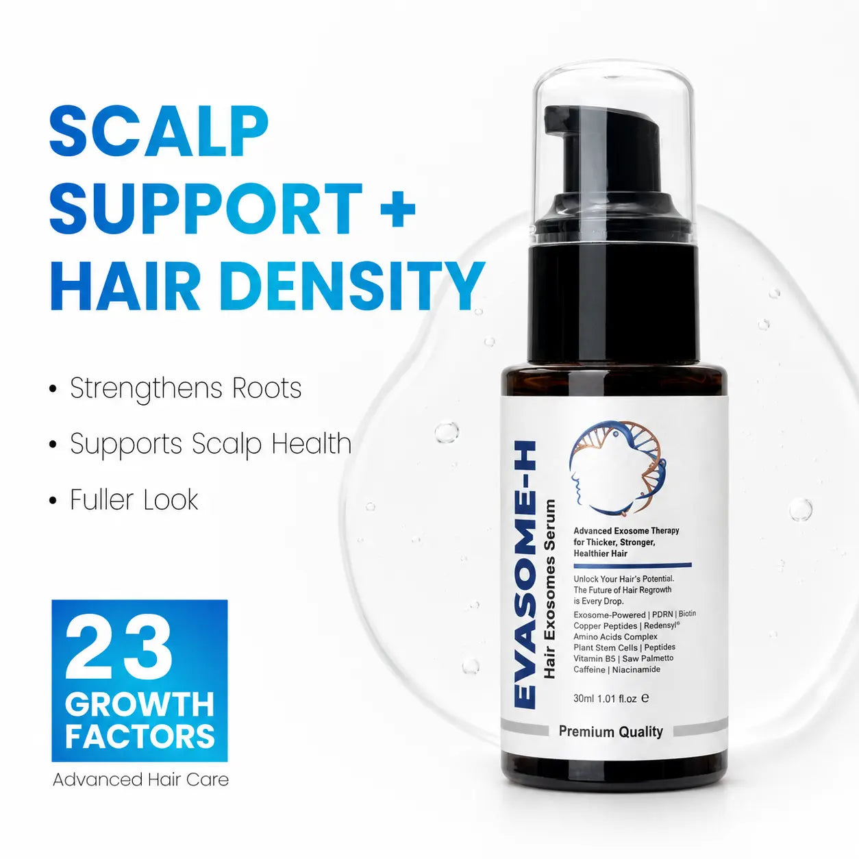 Evasome-H hair exosome serum with PDRN and copper peptides for thinning-hair scalp care