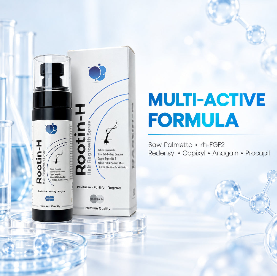 Rootin-H scalp spray multi-active formula with saw palmetto Redensyl Capixyl and Procapil